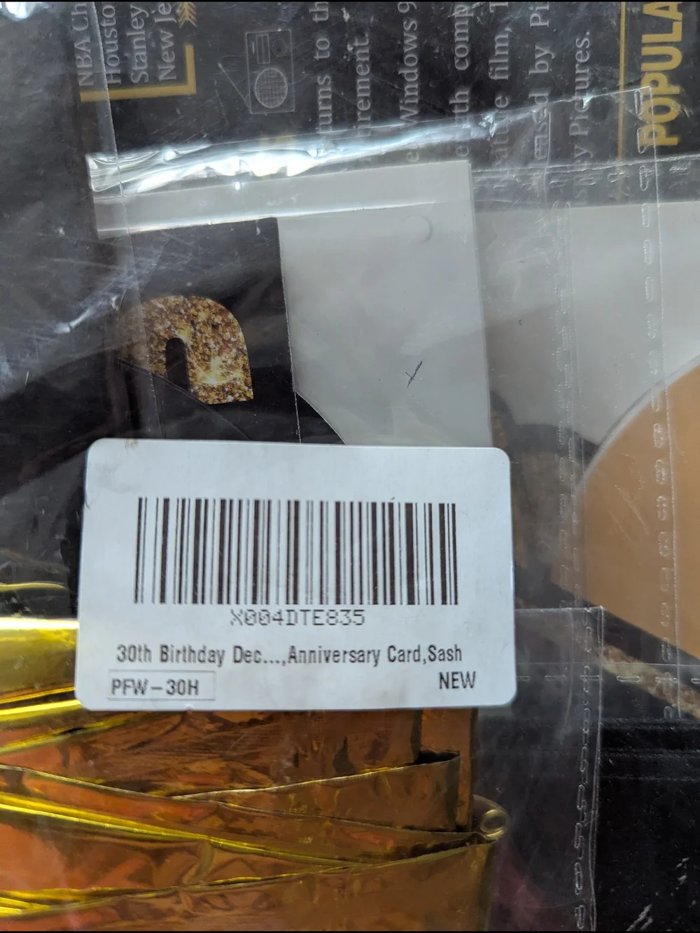 30th Birthday Gold Sash - Party Decoration